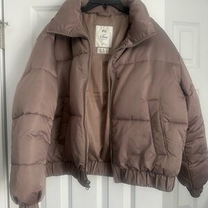 Abercrombie Ultra Puffer Jacket in Taupe